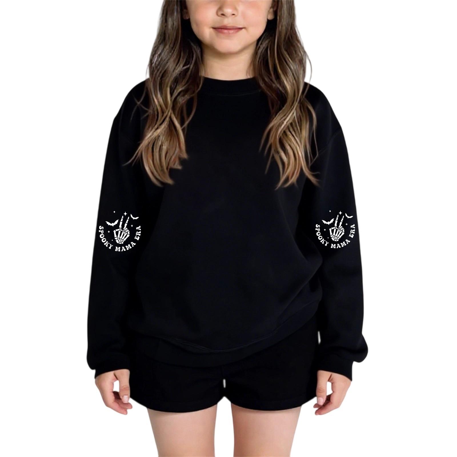 

Дитяча мода для хлопчиків і дівчаток Щоденні універсальні повсякденні світшоти з круглим вирізом Щоденні світшоти з довгими рукавами в стилі печворк 110 чорний