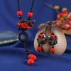 Handmade retro cinnabar flower necklace sweater chain long female temperament classical earrings set with accessories