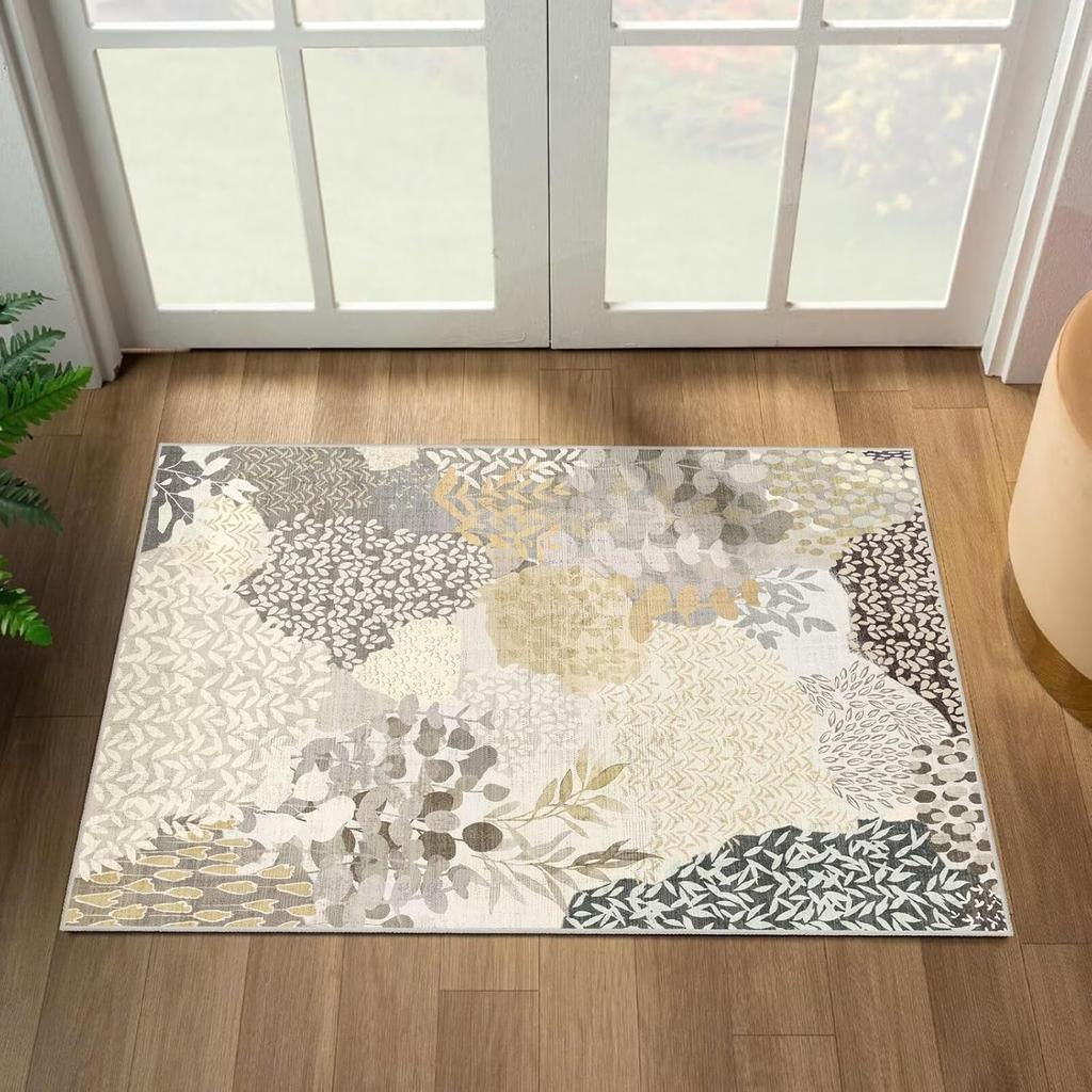 Botanical Pattern Carpet Fresh Natural Living Room Non-slip Mat Indoor Home Decoration Green Pink Purple Beige Floral Leaf Rug