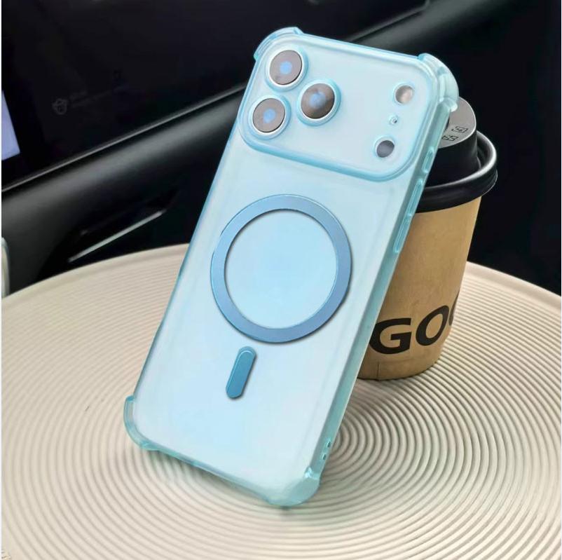 Magnetic Wireless Charging Airbag TPU Shockproof Case For iPhone 17 Pro Max  iPhone Air Magsafe Translucent Soft Silicone Cover Bumper