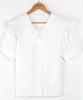 Ppaeppae Big Frill Collar Neck Puff Short Sleeve Blouse