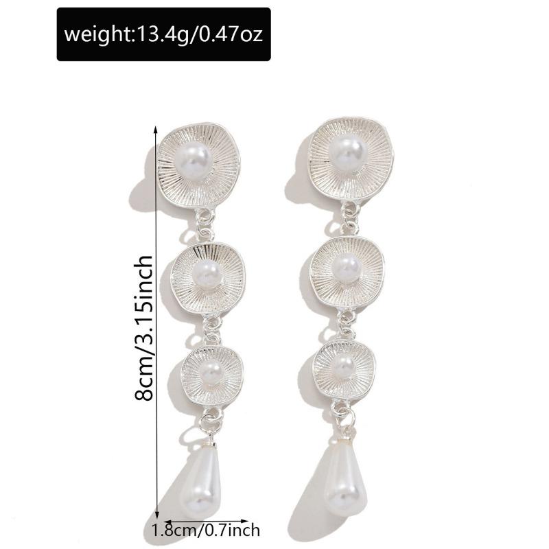 Pearl Earrings Jewelry Round Tassel Niche Stud Earrings Exaggerated Personality Long Water Drop Earrings