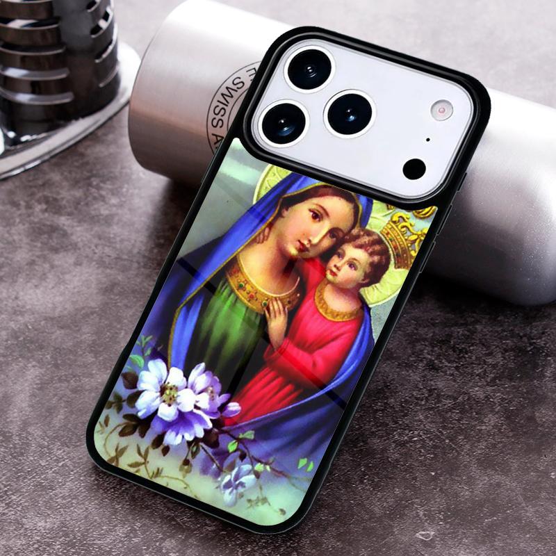Religious Mary and Jesus Phone Case for iPhone 17 16 15 Pro Max Air 14 13 12 11 Plus Shockproof Capa Cover