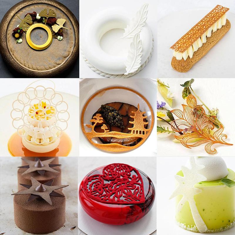 Chinoiserie Pavilion Cool Pad Dantelă Întoarsă Zahăr DIY Frunză Floare Lebădă Ciocolată Subțire Crocant Decorare Tort Copt Formă Silicon