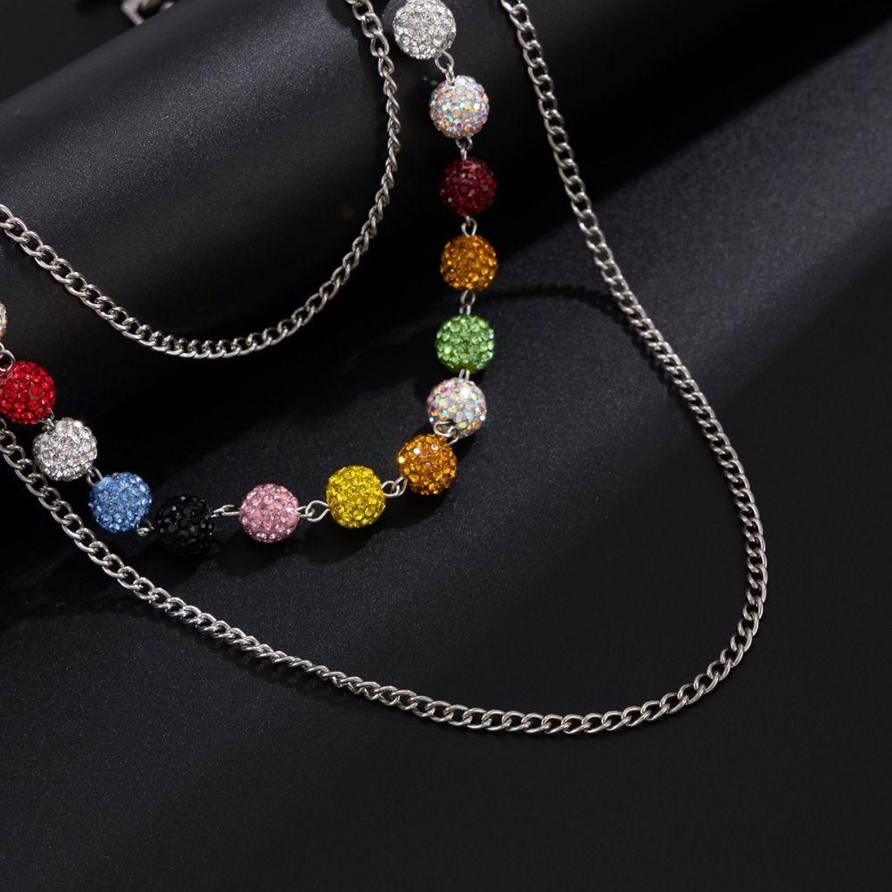 Jeans Chain Punk Belt Chain Gothic Pants Chain Goth Colorful Rhinestone Bead Waist Chain  Female