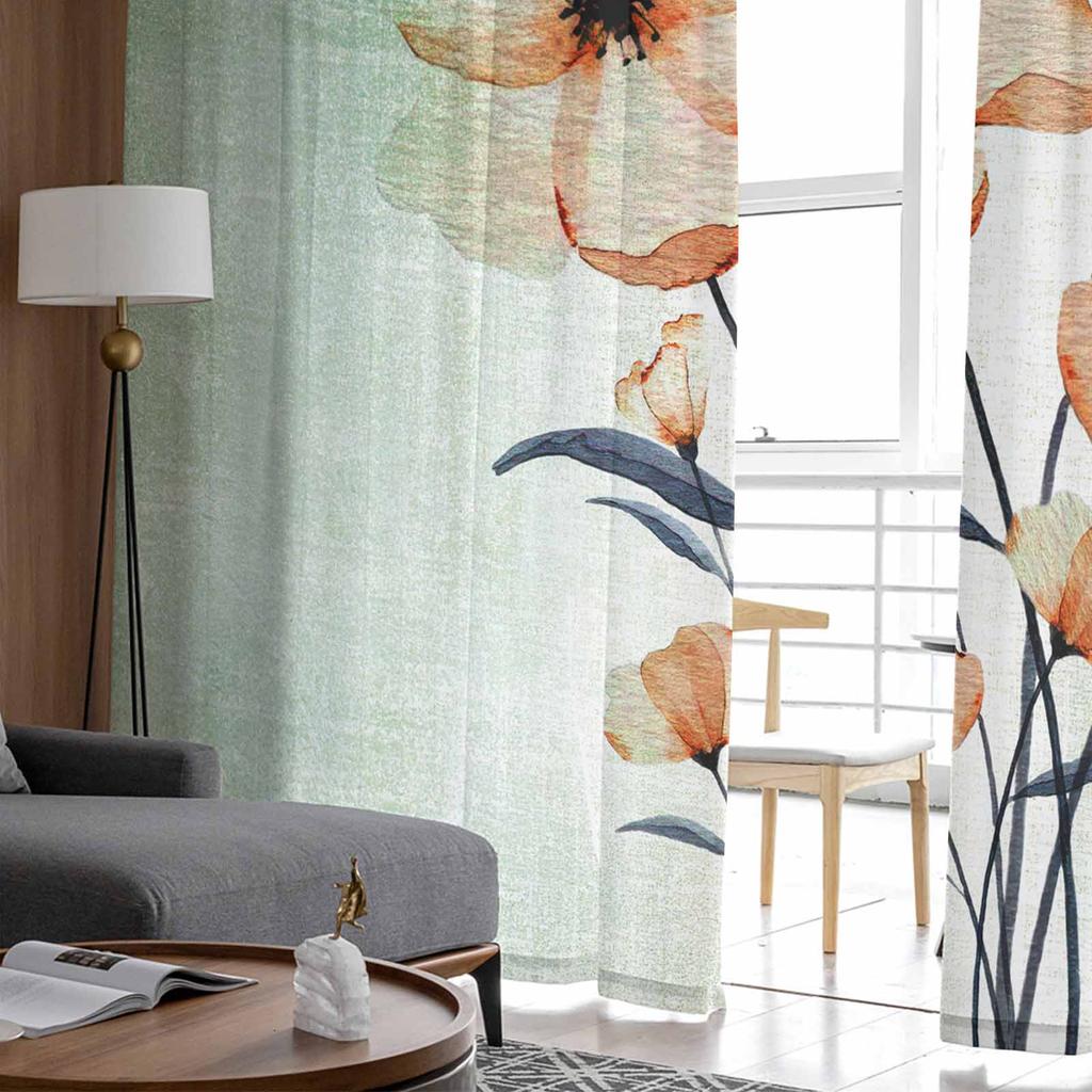 Blumen-Tüll-Fenstervorhänge im dekadenten Stil für Schlafzimmer, luxuriöse Wohndekoration, Vorhänge im Wohnzimmer, Chiffon-Paneele