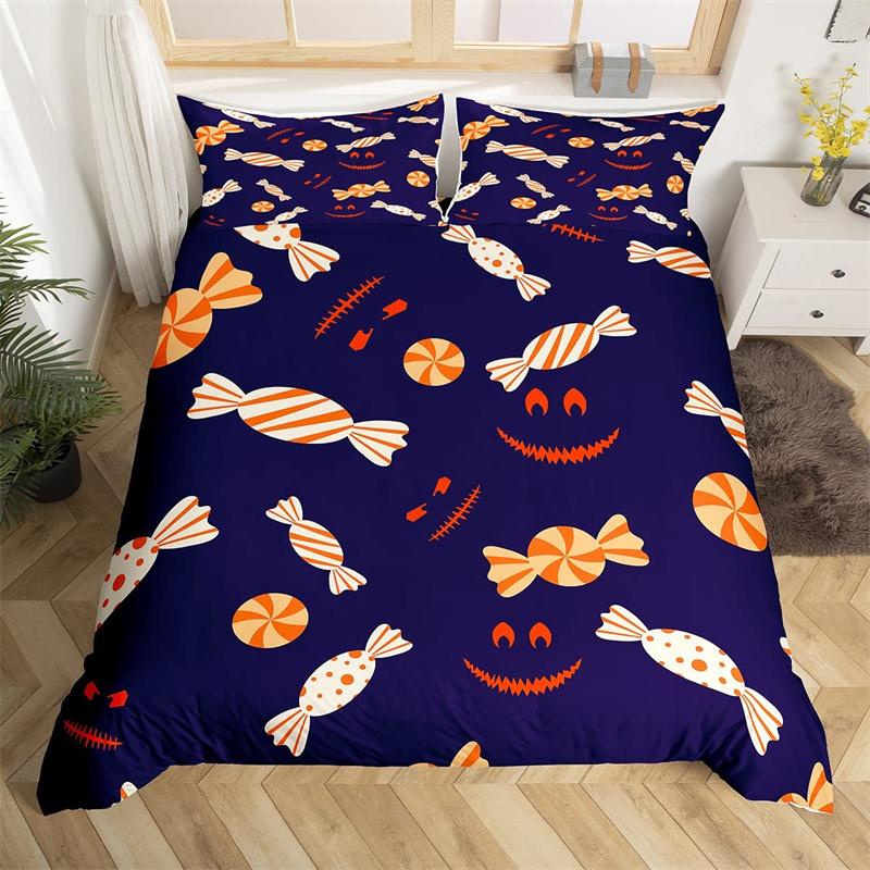 Halloween Duvet Cover Queen Boys Trick or Treat Bedding Set For Kids Teen Room Decor Microfiber Soft Sugar Skull Comforter Cover