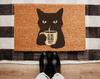 Tapis de porte personnalisé en fibre de coco Design tendance Antidérapant Absorbant Extérieur Bienvenue Tapis Chat Drôle izecd Votre Texte
