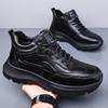 High Quality Cow Leather Sneakers Men Autumn Winter Fashion Casual Cotton Shoes Male High Top Black Sports Platform Shoes Man