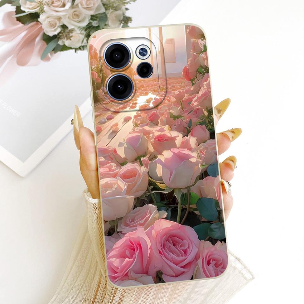 For Oppo CPH2801 Phone Case For Oppo Reno 15F Casing Silicone Luxury Fashion Flowers Kawaii Cute Painted Cover For Oppo Reno15 F