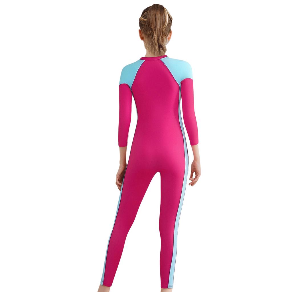 Kids Full Body UV Protection Swim Suit Long Sleeve Zipper Sport Bathing Suit for Girls Beach Surf and Swimming