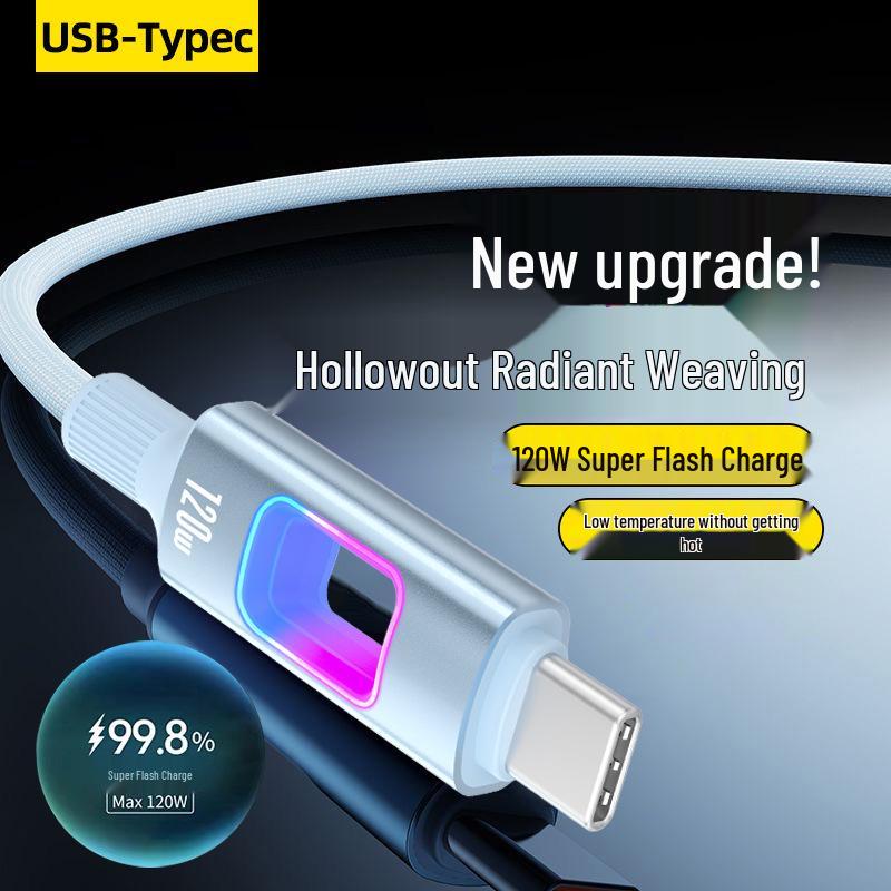 120W Super Flash Charge Type-C Cable for Apple, Huawei, Vivo, Oppo and Car Chargers