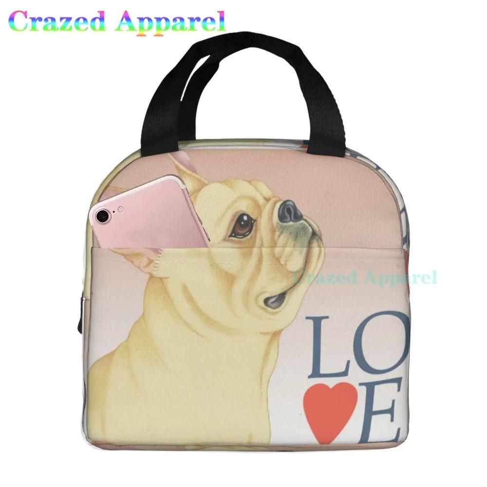 French Bulldog Cute Dog Insulated Lunch Bag Portable Thermal Cooler Box Reusable Picnic Tote Bento Bag for Men Women Kids