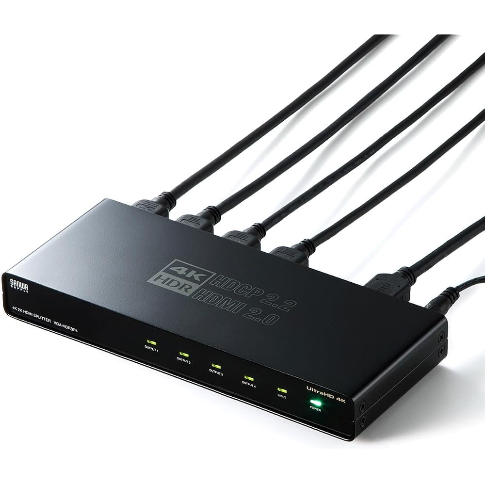 Sanwa Supply HDMI Splitter (4-way) 4K/60Hz HDR Compatible VGA-HDRSP4