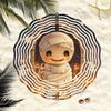 Halloween Mummy Wind Spinner Metal Hanging Decor for Outdoor Garden Yard Party No Power Needed Cute Bandaged Design Festive Ambiance
