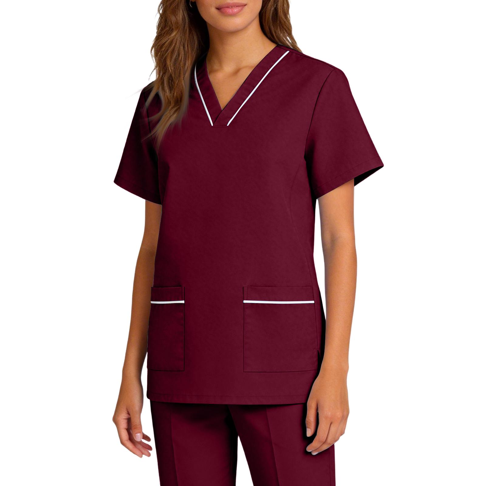 

Women’s Stretch Quick Dry V Neck Short Sleeve Scrub Top with Pockets for Healthcare Work Uniforms S