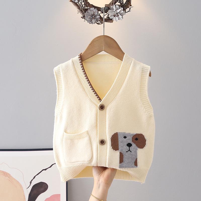 2026 Spring/Autumn Boy's Sleeveless Knit Cardigan Vest
