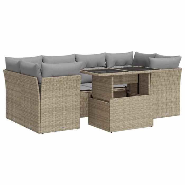 VidaXL Salon de jardin avec coussins 7 pcs beige résine tressée 3326110