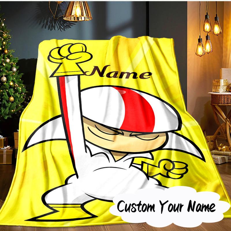 Custom Name Powerful Warrior Buttowski Blanket Ideal Bedding Blanket Perfect for Travel, Camping, Living Rooms, Offices, Sofas, Fan Christmas Gift