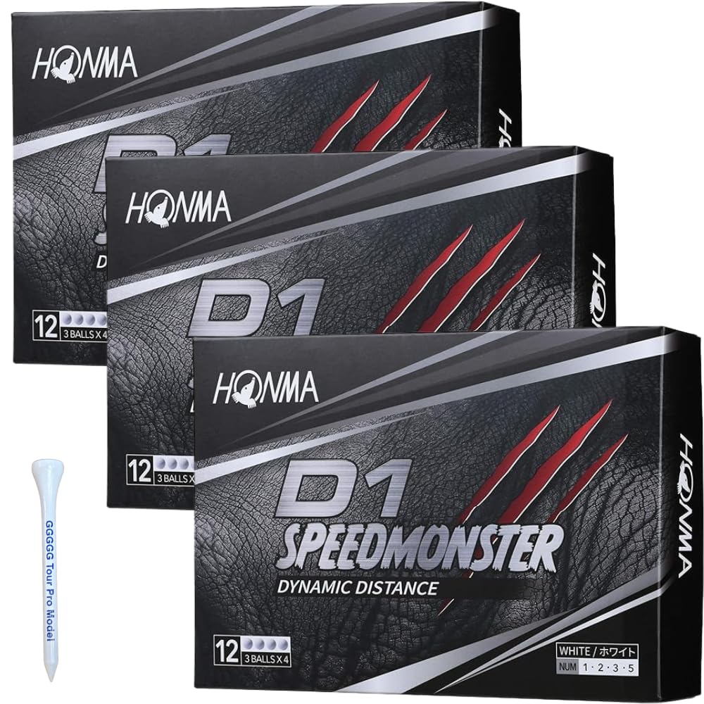 

Honma Golf Balls D1 Speed Monster BT2003, 3 Dozen (36 Balls) Set, White, with Wooden Tees [2-Piece Golf Set] белый