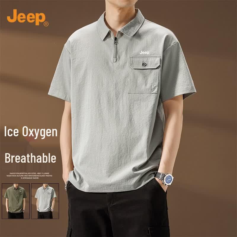 JEEP Men s Quick-Dry Ice Silk Polo Shirt 7XL