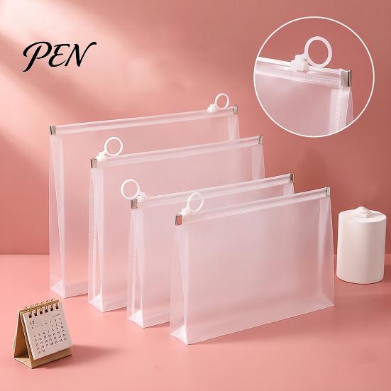 Clear Mesh File Folder 3D Zipper Document Pouch, Transparent PP Matte Envelope Folder, Portable Storage for Home And Office Durable Organizer