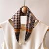 Women Bib Neck Guard Multifunctional Silk Scarf Satin False Collar Print Scarves Cross Neckerchief