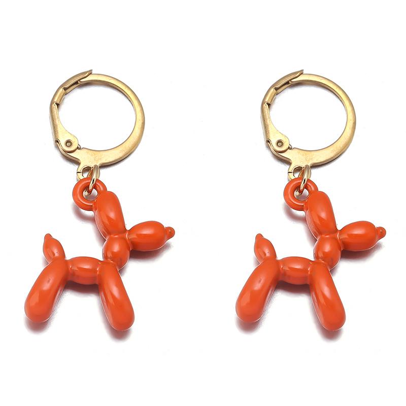 A Pair Charm Metal Balloon Dog Dangle Pendant Earrings Set For DIY Men Women Cute Cartoon Earring Jewelry Party Gift Supplies