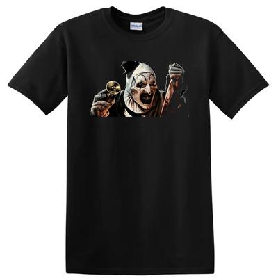 Art the Clown Terrifier Horror T Shirt W/ Bloody Knife Bell Slasher Movie Tee