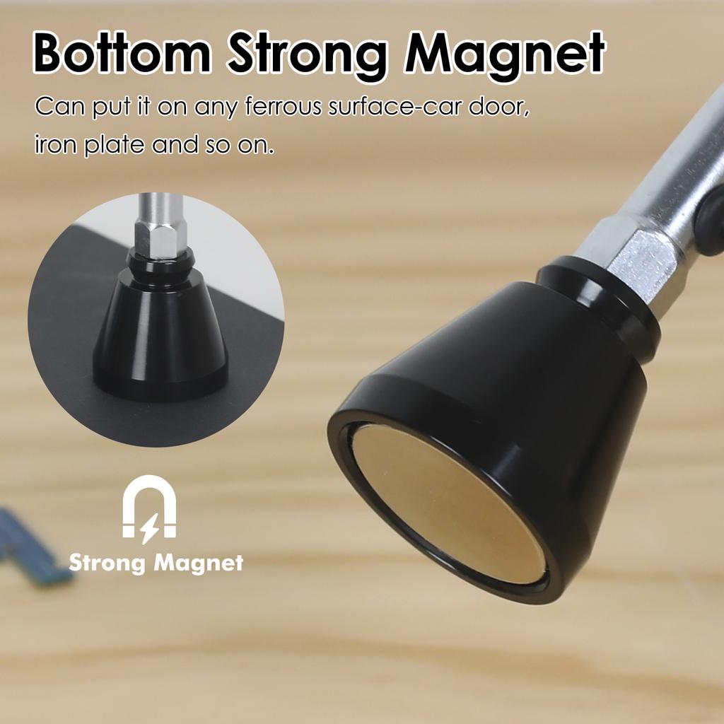 3X Magnifying Glass with Light 3 Color Modes Stepless Dimmable Magnifier Magnetic Base Flexible Gooseneck Desk Lamp for Reading
