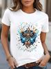 Damen christliches Glaubens-T-Shirt Kurzarm Rundhals Oberteil mit Kreuz- und Flügeldesign, Inspiriert von religiöser Kleidung T-Shirt