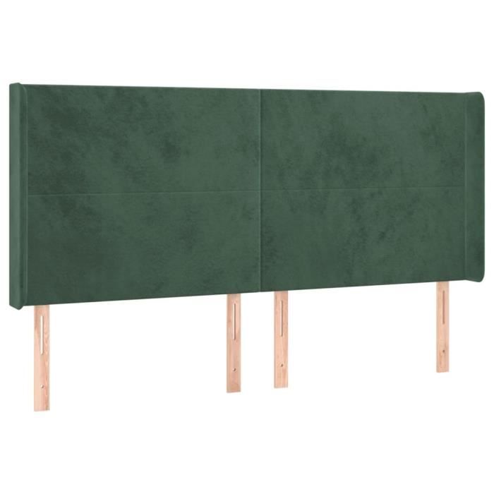 VidaXL Tête de lit avec oreilles Vert foncé 163x16x118-128 cm Velours3119357