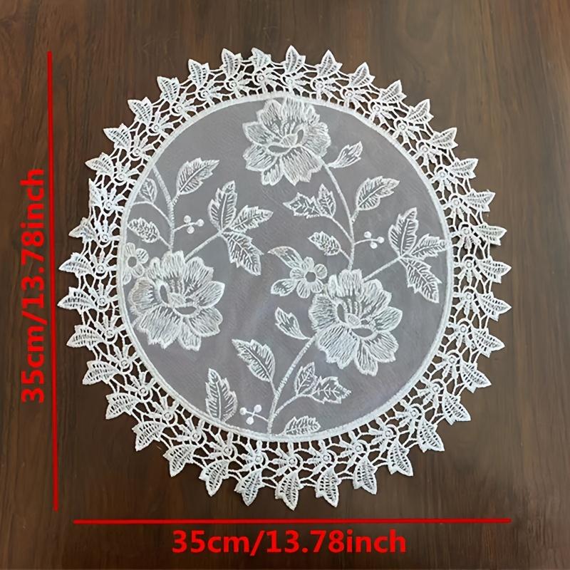 

Круглая Полая Кружевная Подставка для салфеток с вышивкой и цветочной салфеткой, кружка, обеденный журнальный столик, коврик для чашки, свадебное, рождественское украшение дома 35cm/13.78inch