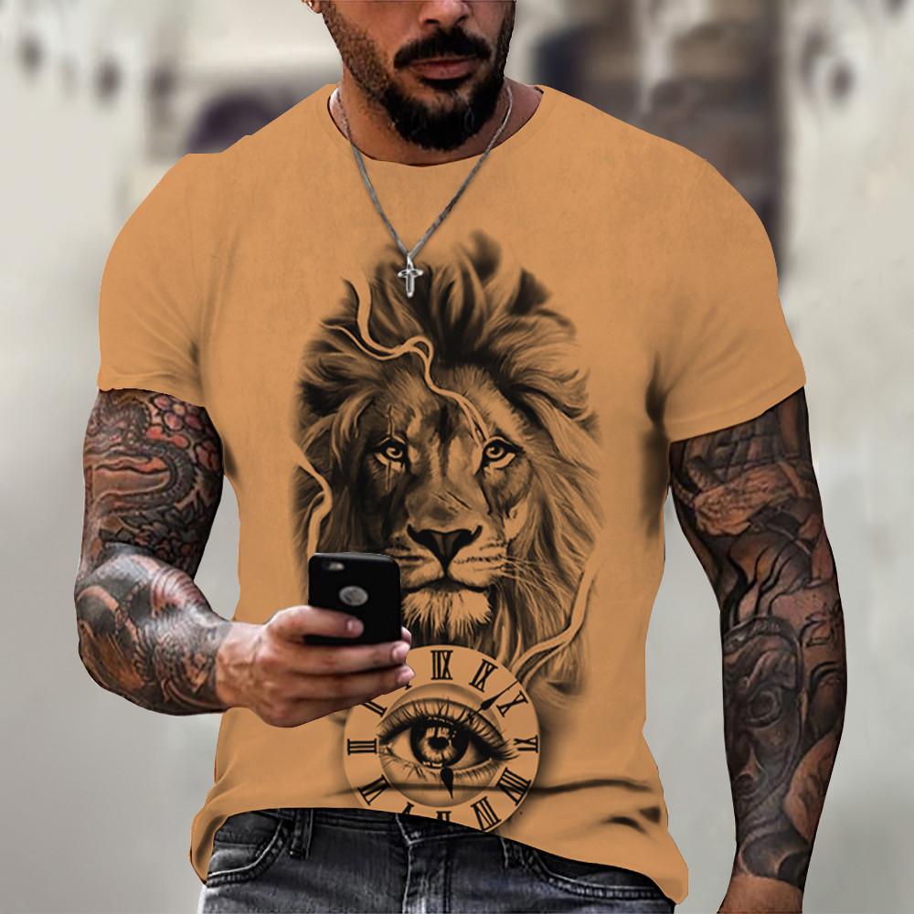 Vintage T Shirt For Men 3D Pocket Watch Print Short Sleeve Tops Street Crew Neck Men's T-shirts Oversized Tee Shirt Man Clothing
