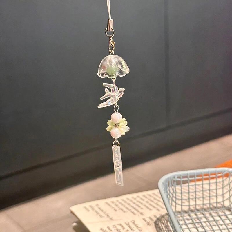Jellyfish Star Lucky Leaf Wind Chime Keychain & Phone Lanyard Pendant