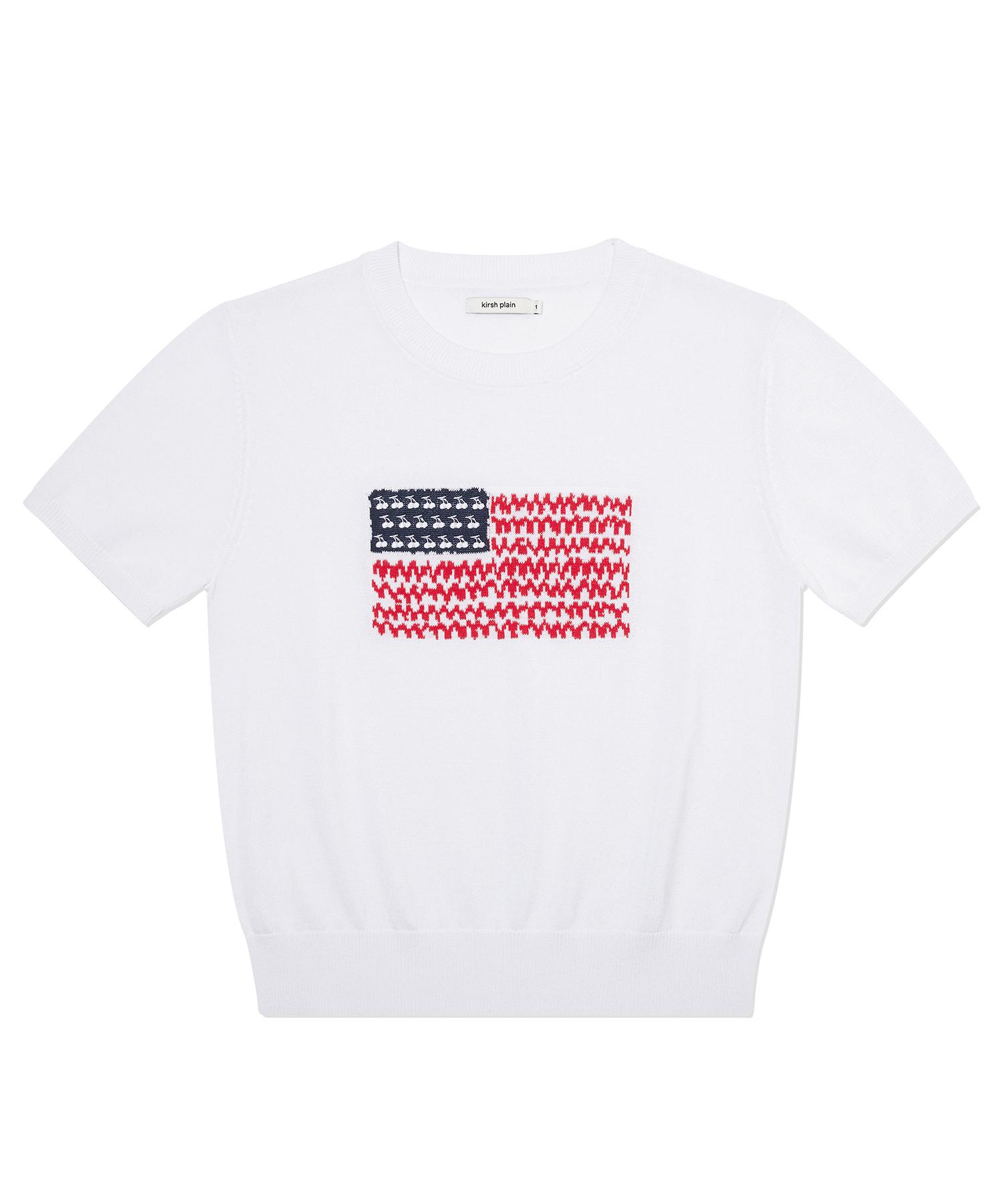 Kirsh Cherry Usa Graphic Summer Knit [White] 1