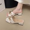 Women Slippers Fashion Sexy Chain Lock Solid Color Plus Size Sandals New Style Roman Style Flat Slippers Outdoor Slides Women