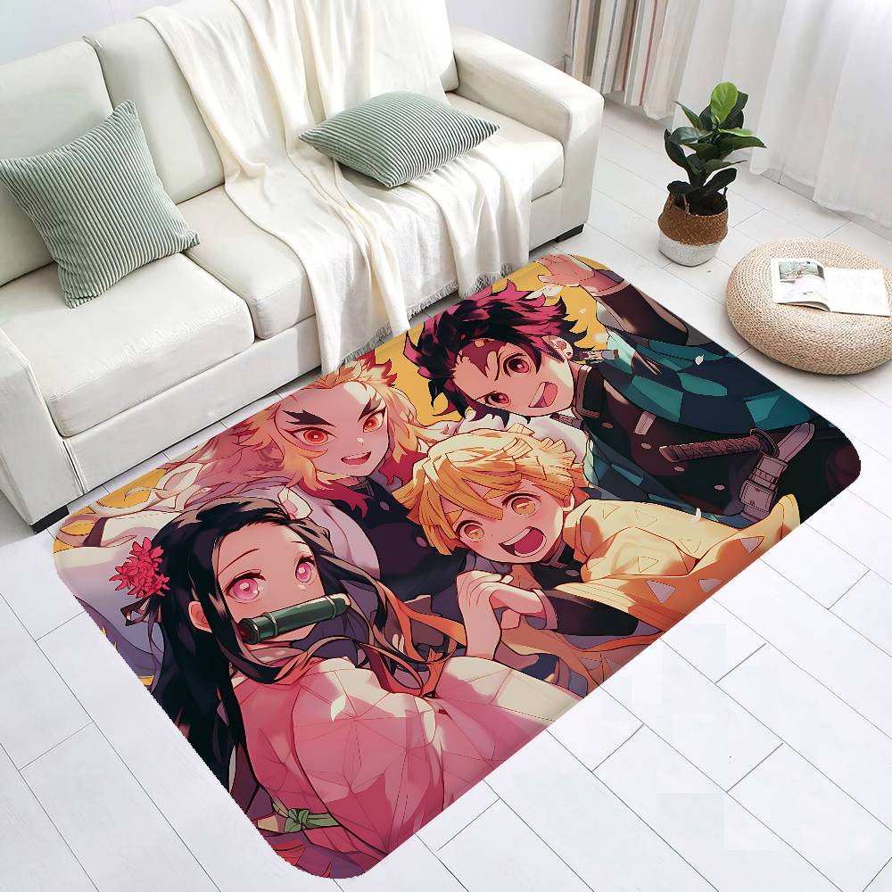Demon Slayer Entrance Door Mat Rectangle Anti-slip Home Soft Badmat Front Door Indoor Outdoor Mat Toilet Rug
