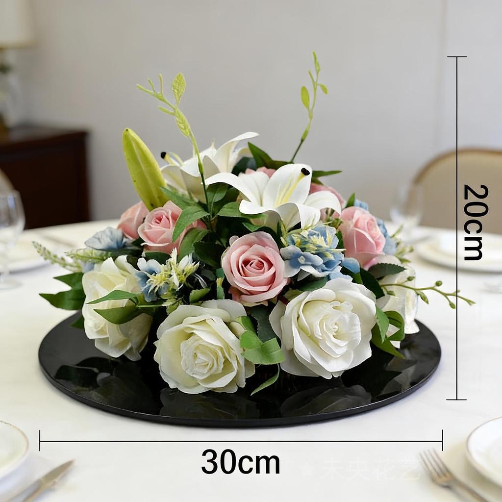 Round Lily Style Table Centerpiece: Artificial Floral Arrangement for Restaurants & Hotels