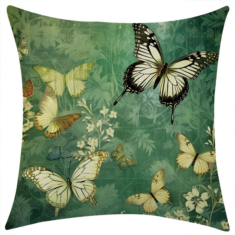 New Spring Butterfly Dream Forest Linen Pillowcase Car Sofa Lumbar Pillow Cushion
