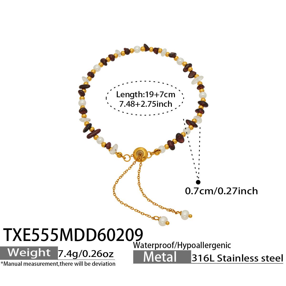 

EurAm Light Luxury Natural Stone & Pearl Necklace Bracelet Set with Stainless Steel Chain