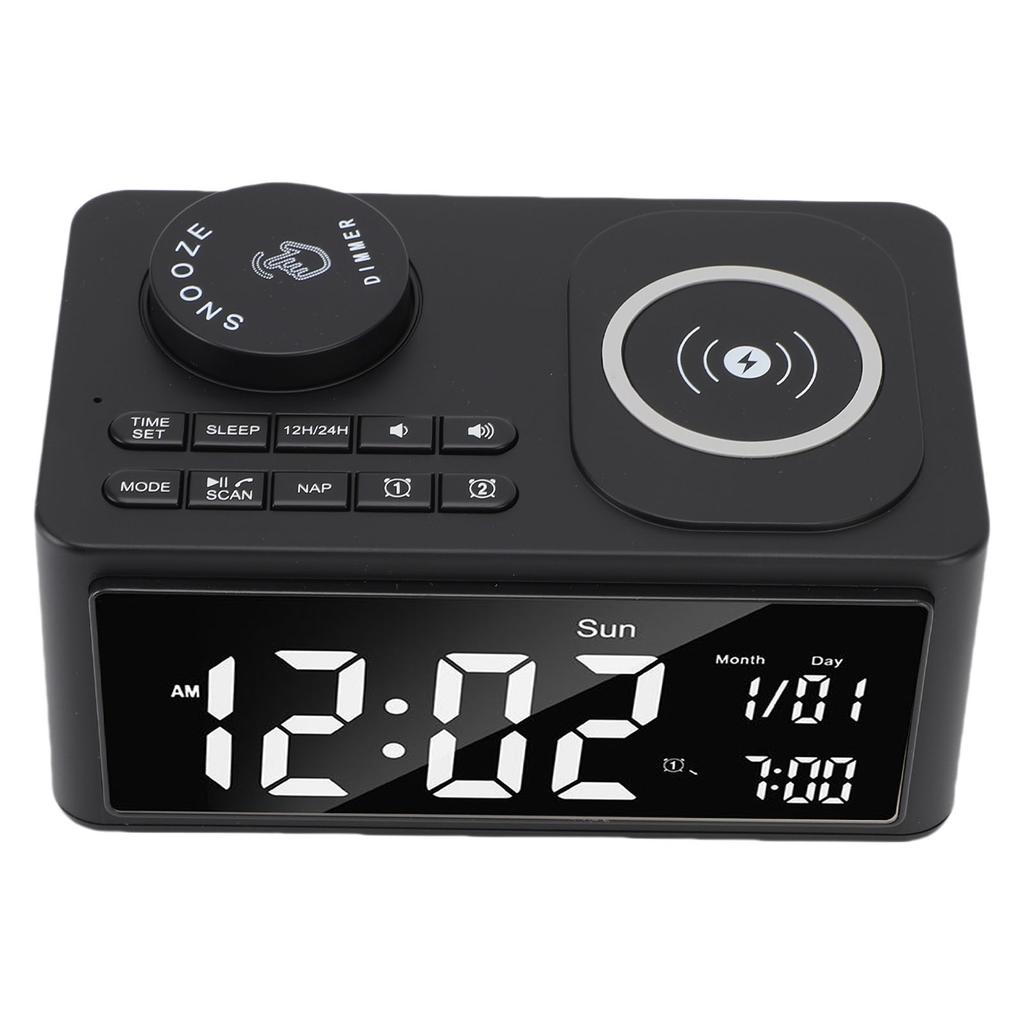 Bluetooth Speaker with Wireless Charger Digital Alarm Clock Wireless Charging Station HiFi Speaker