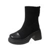 European spring and autumn high-heeled short boots for women's new small men show height, autumn and winter thin with skirts, thick-soled Martin boots
