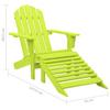 Vidaxl Adirondack Garden Chair with Footrest, Fir, Green