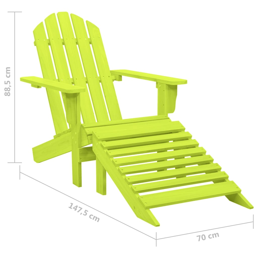 Vidaxl Adirondack Garden Chair with Footrest, Fir, Green
