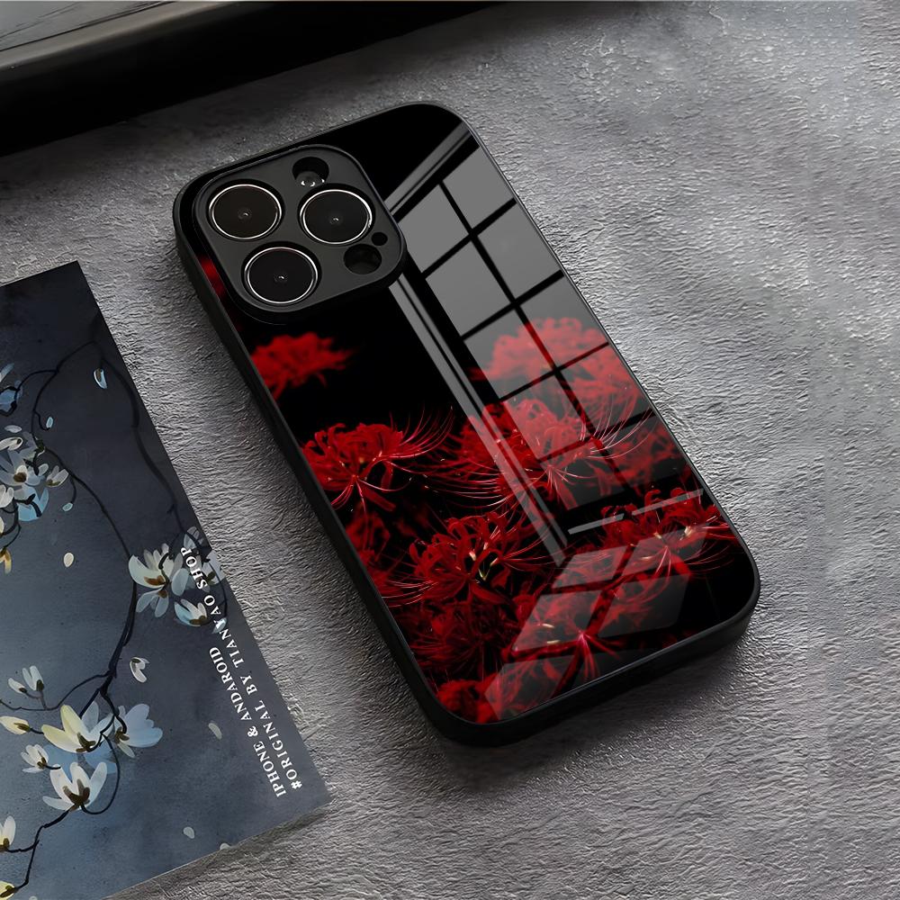 

Чехол для телефона Красный Паучий Лилия Цветок Ада Для IPhone 17 Air 16 E Pro Max 15 14 13 Mini 12 Pro 11 Max Plus Черная Стеклянная Крышка iPhone 13