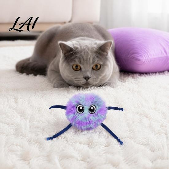 Autonomous Play Cat Supplies Electric Ball Toy Automatic Jumping Plush Ball Interactive Cute Self Rolling with Ribbon Limbs for Indoor Cats Hunting