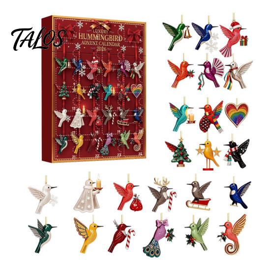 Christmas Advent Calendar 2026, 24 Days Countdown with Acrylic Unique Collectible Pendants Hanging Ornaments, Gifts for Holiday Home Party Tree Decor