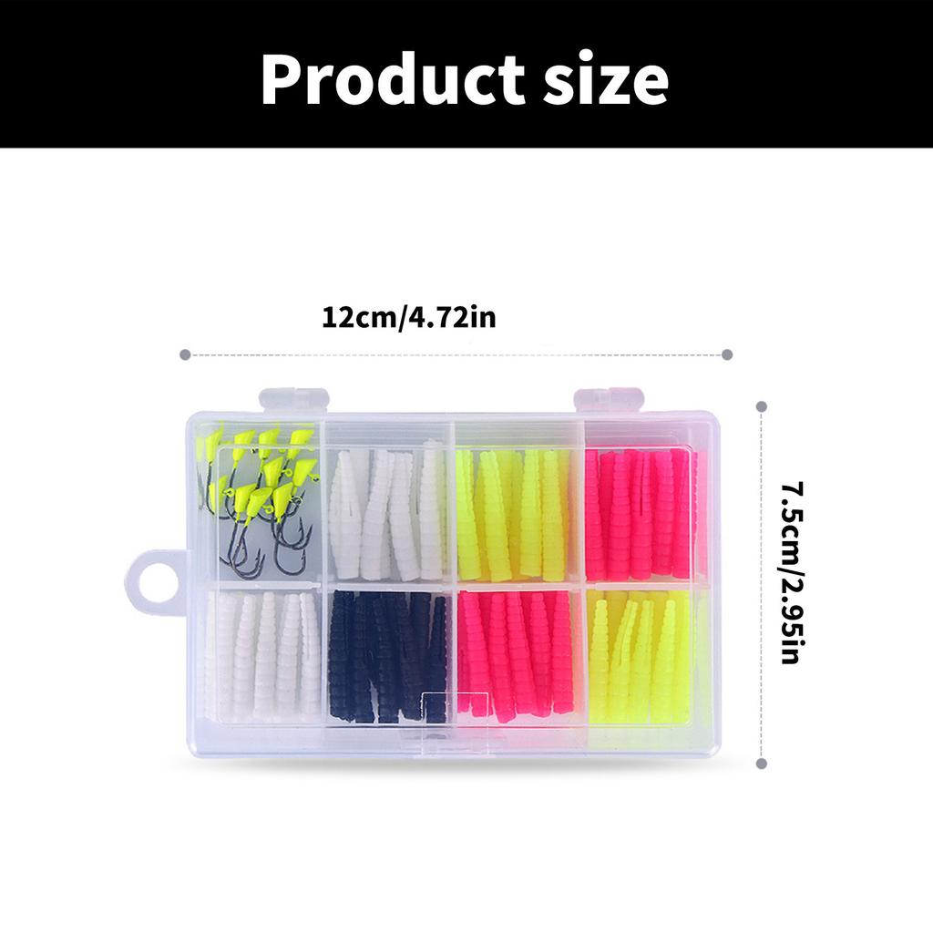 Fishing Tackle Soft Fishing Lures Set for Freshwater Saltwater Artificial Baits with Split Tail Grub Worms Jig Head Hook