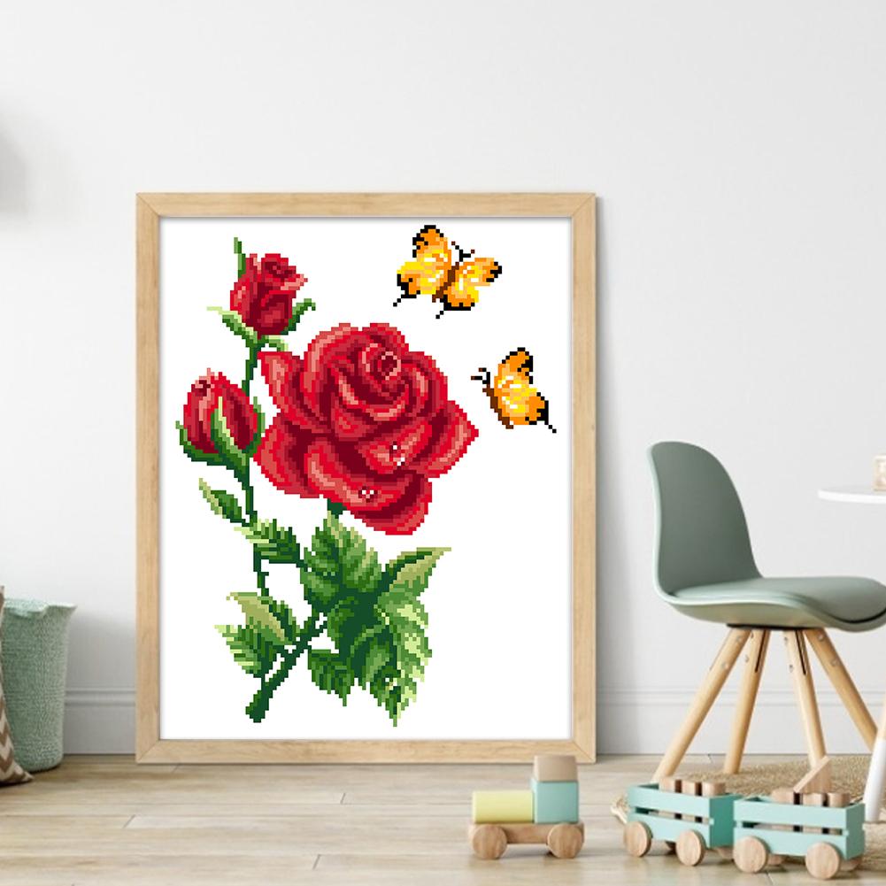 Teilweise Stickerei Perlen gedruckt 9CT Blume Kreuzstich Kit Home Art Decor